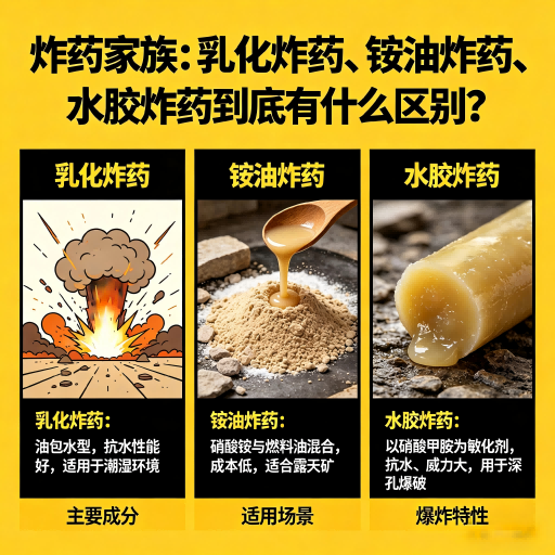 乌达炸药家族：乳化炸药、铵油炸药、水胶炸药到底有什么区别？